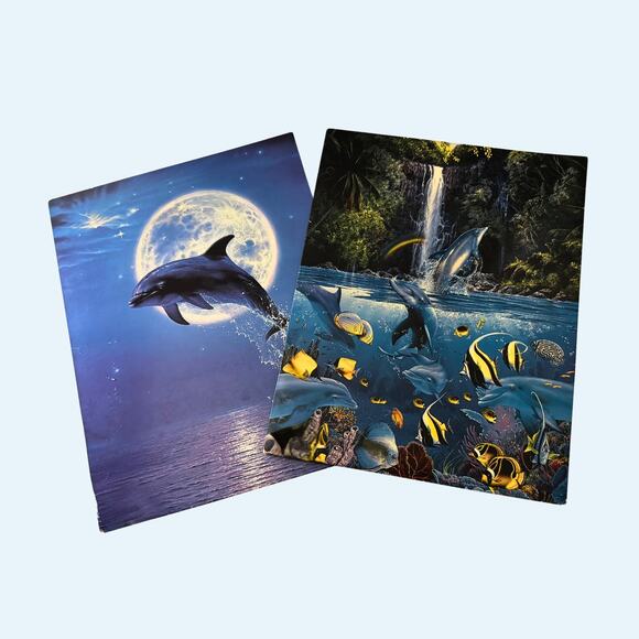 Christian Riese Lassen Dolphin Art Folder Lot – Set (2) – Vintage 90s Stationery - Picture 2 of 7